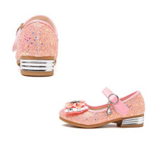 2020 trendy low-heeled Korean sparkle glitter bow princess shoes  girl Mary Janes